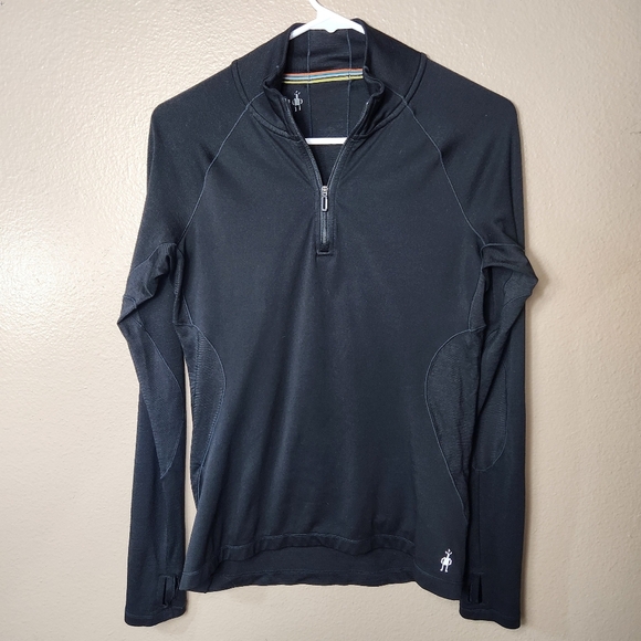 Smartwool Womens |S| Black Wool LS 1/4 Zip Pullover Baselayer - Picture 1 of 6